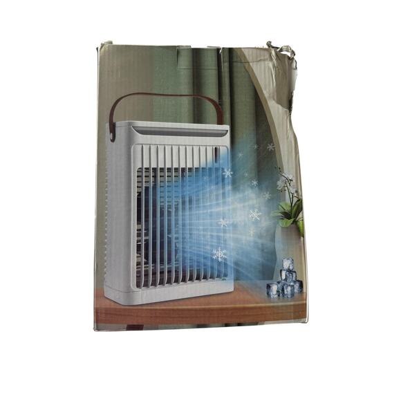 In Box Portable Air Cooler Fan w/ Humidifier LED Light Timer Mini AC Leather - Picture 2 of 7